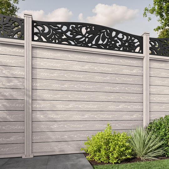 Classic Heritage Curved Top Fence Panel - Mid Stone - with our composite posts