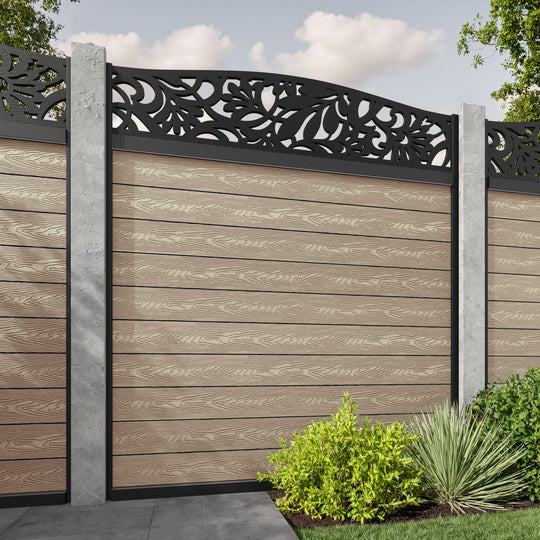 Classic Heritage Curved Top Fence Panel - Light Oak - for existing concrete posts