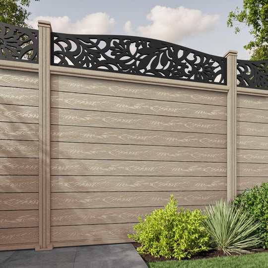 Classic Heritage Curved Top Fence Panel - Light Oak - with our composite posts