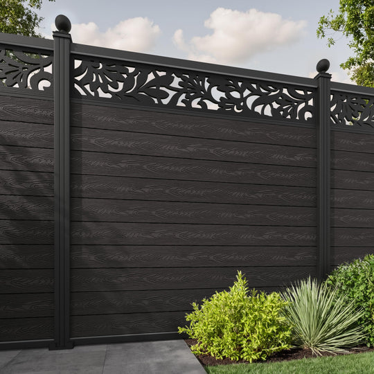 Classic Heritage Fence Panel - Dark Oak - with our aluminium posts