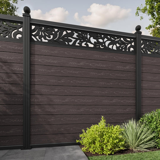 Classic Heritage Fence Panel - Mid Brown - with our aluminium posts