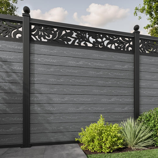 Classic Heritage Fence Panel - Mid Grey - with our aluminium posts