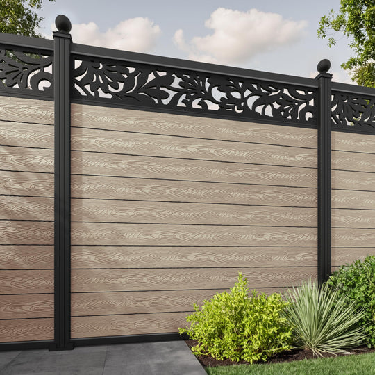 Classic Heritage Fence Panel - Light Oak - with our aluminium posts