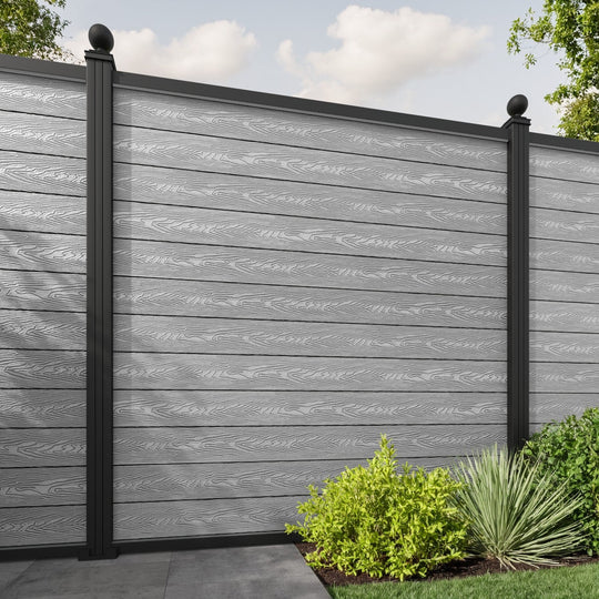 Classic Fence Panel - Light Grey - with our aluminium posts