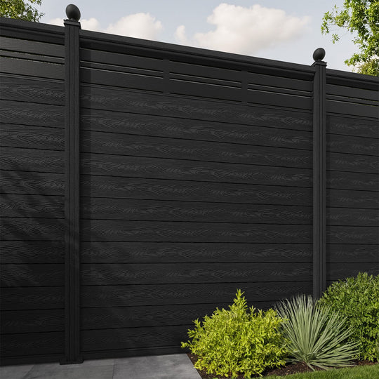Classic Linea Fence Panel - Black - with our composite posts