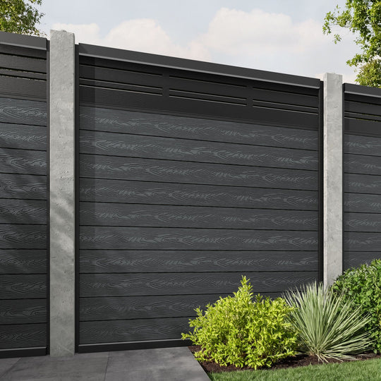 Classic Linea Fence Panel - Dark Grey - for existing concrete posts