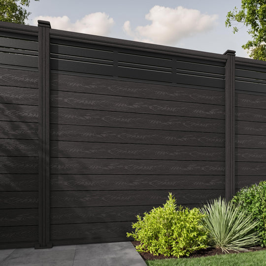 Classic Linea Fence Panel - Dark Oak - with our composite posts
