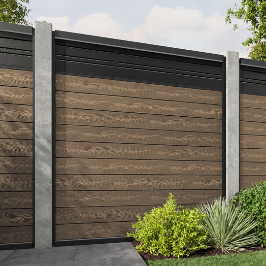 Classic Linea Fence Panel - Teak - for existing concrete posts