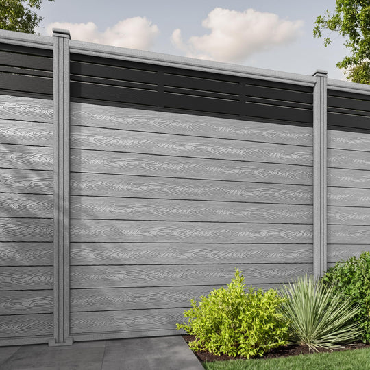 Classic Linea Fence Panel - Light Grey - with our composite posts