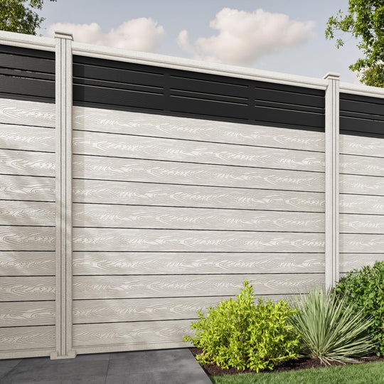 Classic Linea Fence Panel - Light Stone - with our composite posts