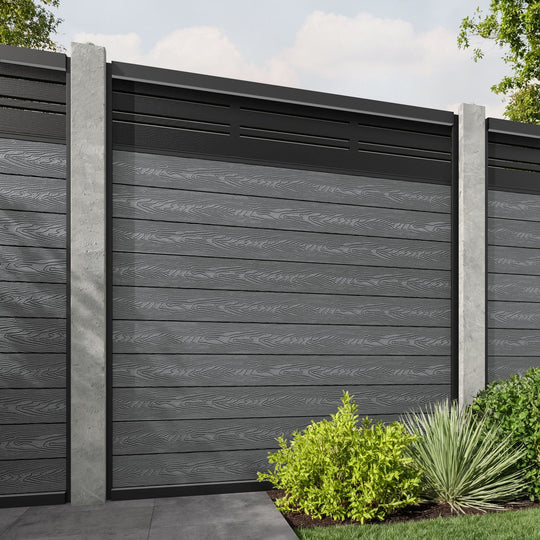 Classic Linea Fence Panel - Mid Grey - for existing concrete posts