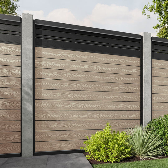 Classic Linea Fence Panel - Light Oak - for existing concrete posts
