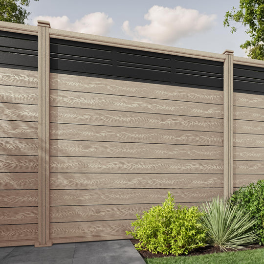 Classic Linea Fence Panel - Light Oak - with our composite posts