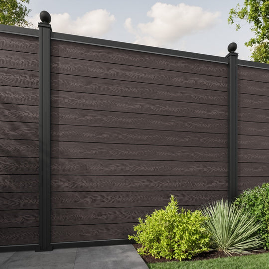 Classic Fence Panel - Mid Brown - with our aluminium posts