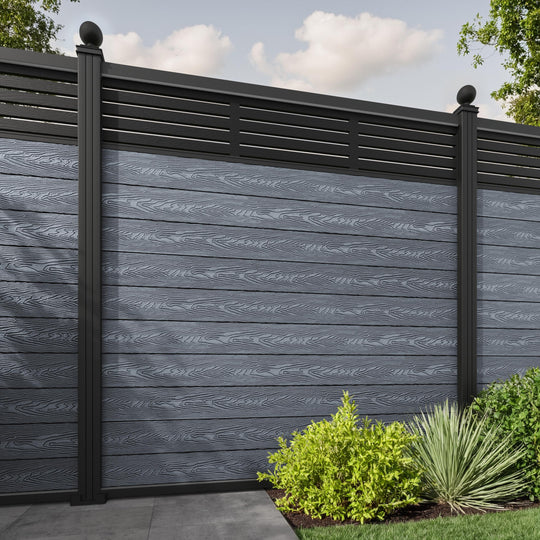 Classic Aspen Fence Panel - Anthracite - with our aluminium posts