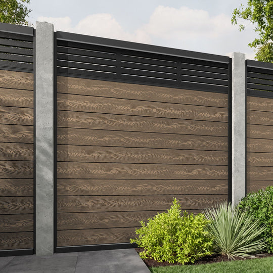 Classic Aspen Fence Panel - Teak - for existing concrete posts