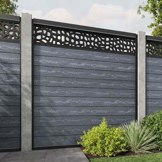 Classic Pebble Fence Panel - Anthracite - for existing concrete posts