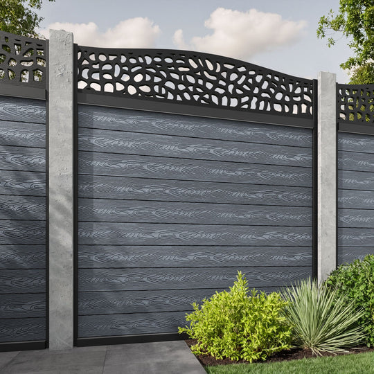 Classic Pebble Curved Top Fence Panel - Anthracite - for existing concrete posts