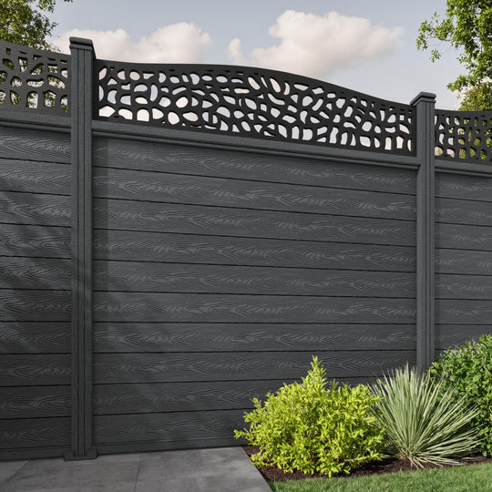 Classic Pebble Curved Top Fence Panel - Dark Grey - with our composite posts