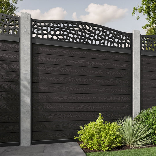 Classic Pebble Curved Top Fence Panel - Dark Oak - for existing concrete posts
