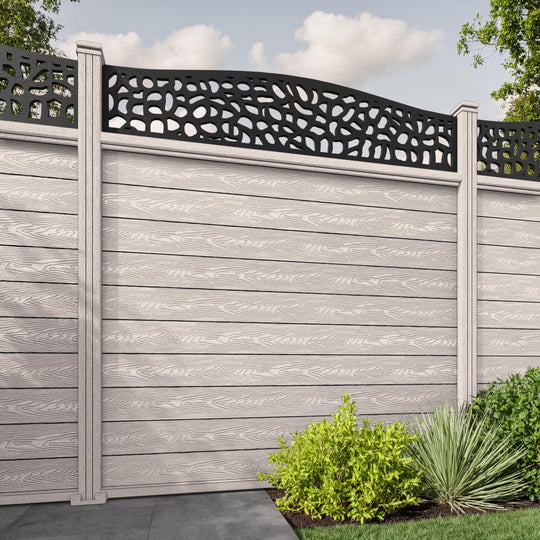 Classic Pebble Curved Top Fence Panel - Mid Stone - with our composite posts