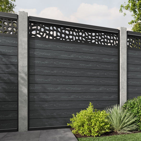 Classic Pebble Fence Panel - Dark Grey - for existing concrete posts
