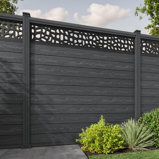 Classic Pebble Fence Panel - Dark Grey - with our composite posts