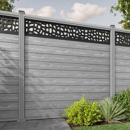 Classic Pebble Fence Panel - Light Grey - with our composite posts