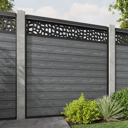 Classic Pebble Fence Panel - Mid Grey - for existing concrete posts