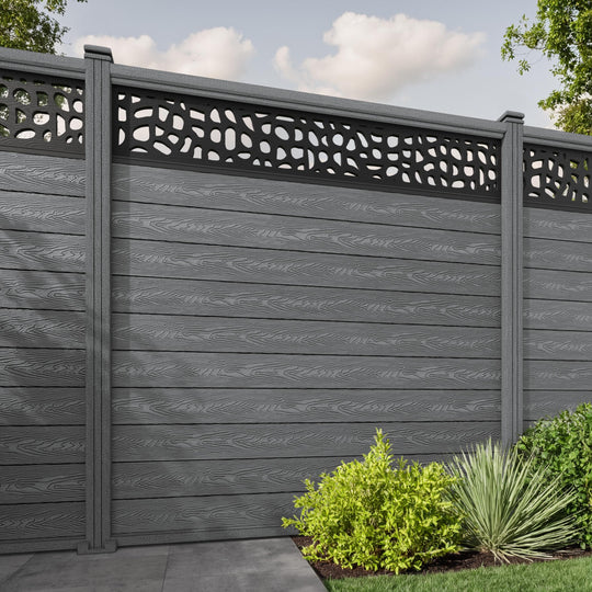 Classic Pebble Fence Panel - Mid Grey - with our composite posts