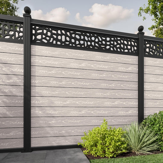 Classic Pebble Fence Panel - Mid Stone - with our aluminium posts
