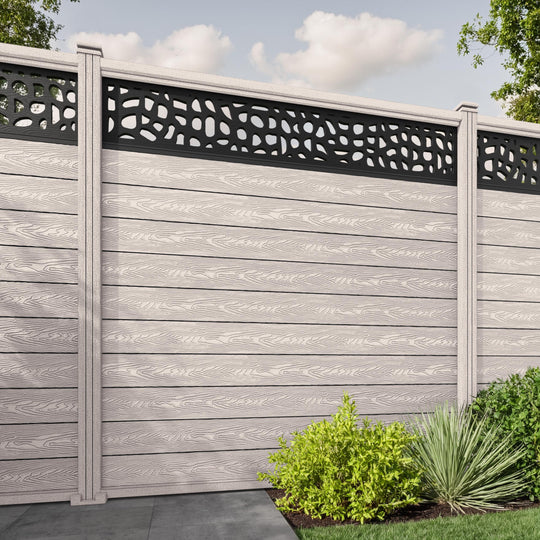 Classic Pebble Fence Panel - Mid Stone - with our composite posts
