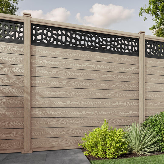 Classic Pebble Fence Panel - Light Oak - with our composite posts