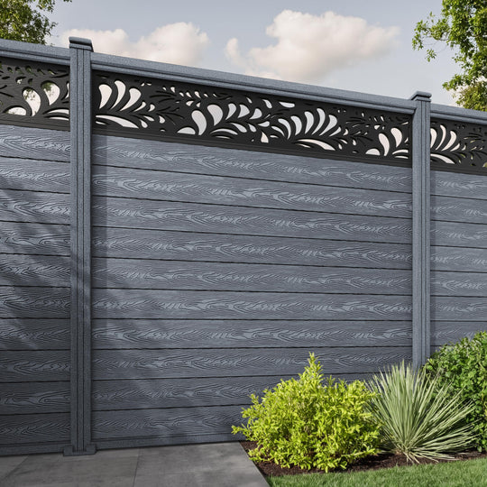 Classic Petal Fence Panel - Anthracite - with our composite posts