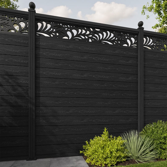 Classic Petal Fence Panel - Black - with our composite posts