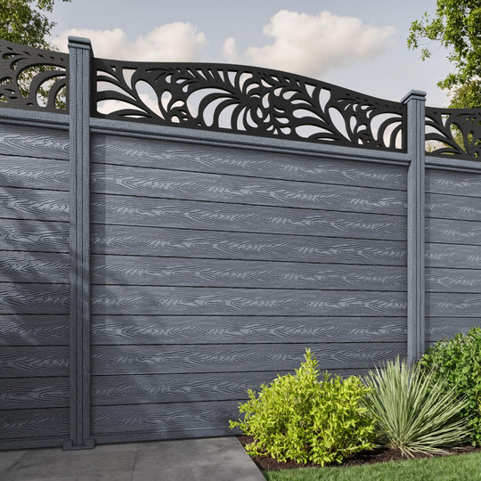 Classic Petal Curved Top Fence Panel - Anthracite - with our composite posts