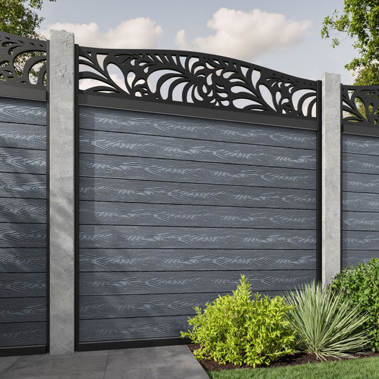 Classic Petal Curved Top Fence Panel - Anthracite - for existing concrete posts