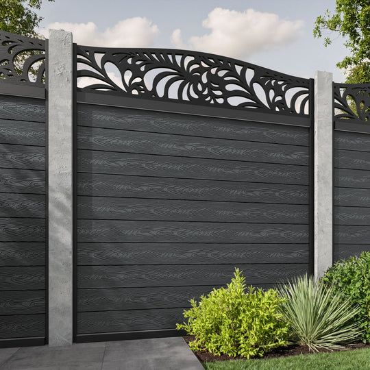 Classic Petal Curved Top Fence Panel - Dark Grey - for existing concrete posts