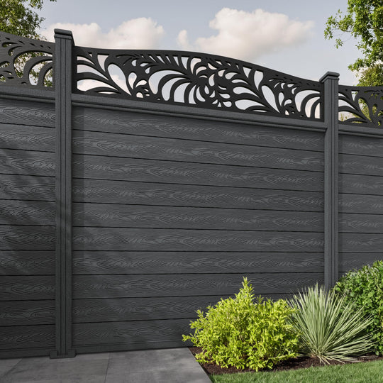 Classic Petal Curved Top Fence Panel - Dark Grey - with our composite posts