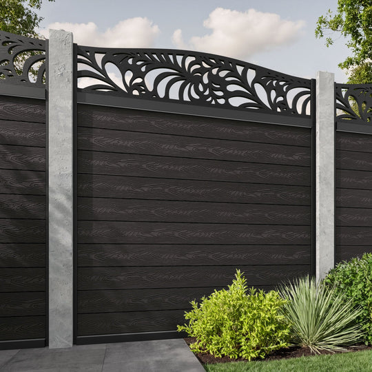 Classic Petal Curved Top Fence Panel - Dark Oak - for existing concrete posts
