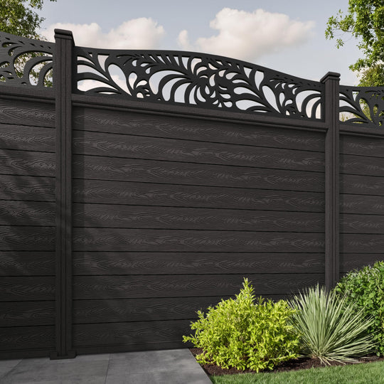 Classic Petal Curved Top Fence Panel - Dark Oak - with our composite posts