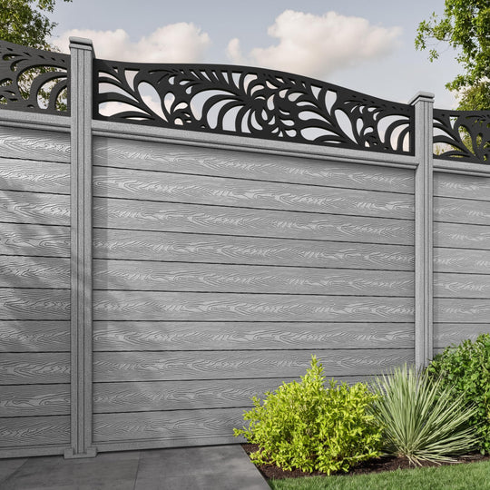 Classic Petal Curved Top Fence Panel - Light Grey - with our composite posts