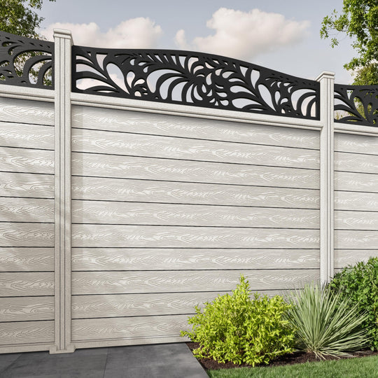 Classic Petal Curved Top Fence Panel - Light Stone - with our composite posts