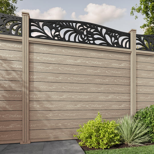 Classic Petal Curved Top Fence Panel - Light Oak - with our composite posts