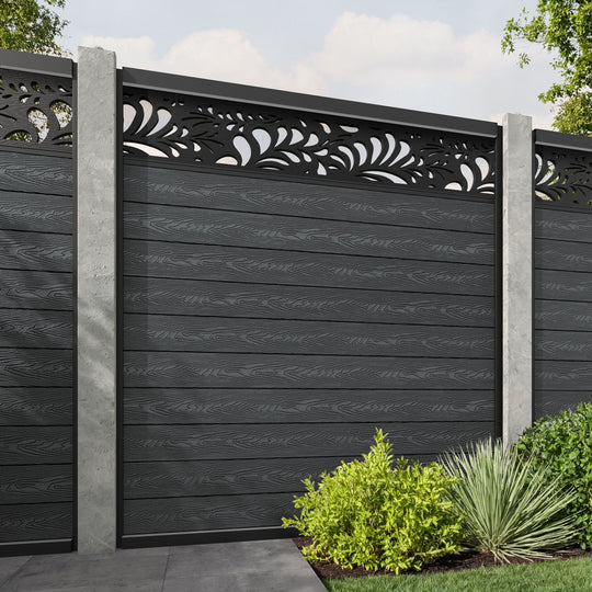 Classic Petal Fence Panel - Dark Grey - for existing concrete posts