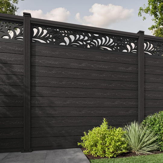 Classic Petal Fence Panel - Dark Oak - with our composite posts
