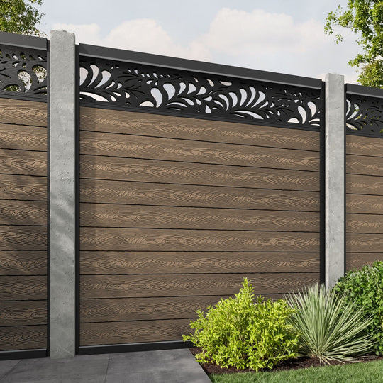 Classic Petal Fence Panel - Teak - for existing concrete posts
