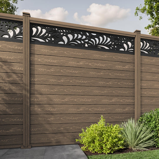 Classic Petal Fence Panel - Teak - with our composite posts