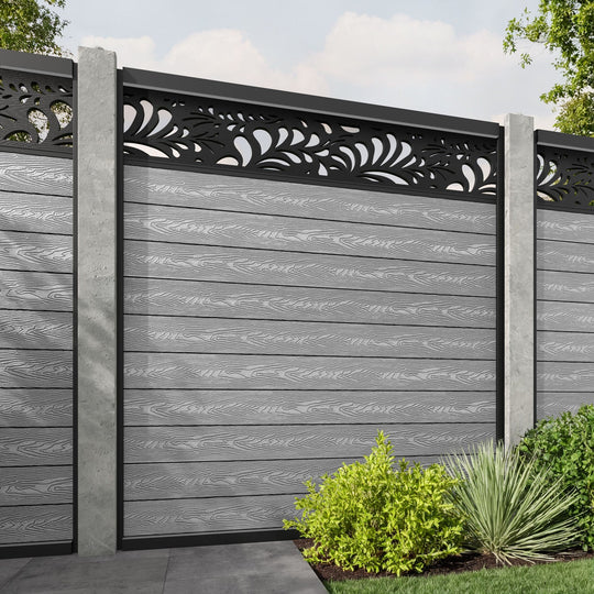 Classic Petal Fence Panel - Light Grey - for existing concrete posts