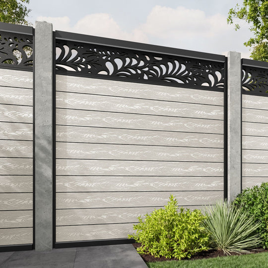 Classic Petal Fence Panel - Light Stone - for existing concrete posts